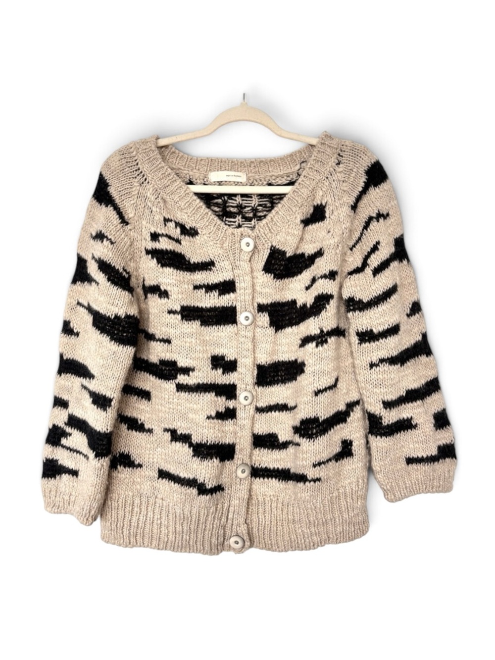 Sleeping on Snow Animal Print Button-Front Sweater Size L Cottagecore